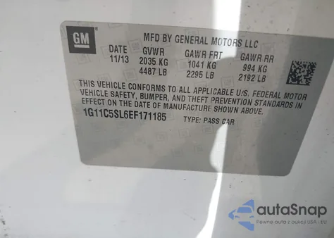 2014 Chevrolet Malibu 1Lt from USA, damaged, VIN 1G11C5SL6EF171185